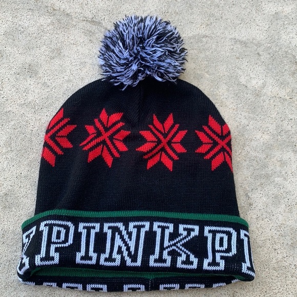 PINK Victoria's Secret Snowflake Beanie Hat - Picture 1 of 7